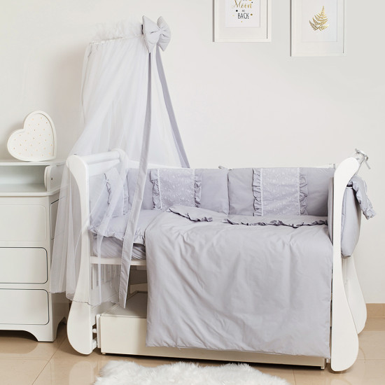 Постельный комплект 8 эл Twins Romantic Spring collection 4024-TR-10, grey, серый