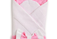 Twins Waffle Bear envelope with decor 9015-TWBD-08 White / Pink, white / pink