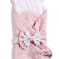 Конверт-плед Twins Waffle Bear с декором 9015-TWBD-24, powder pink, пудра