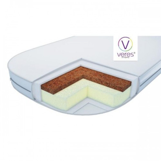 Матрас в люльку 80х60х7см Veres Coconut+Elastic foam 50.2.07, білий, білий