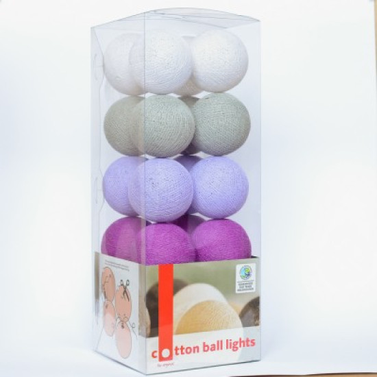 Гирлянда - ночник Cottonballlight 20 шариков в коробке Lavender Night, фиолетовый