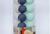 Гирлянда - ночник Cottonballlight 20 шариков в коробке Navy Blue, голубой