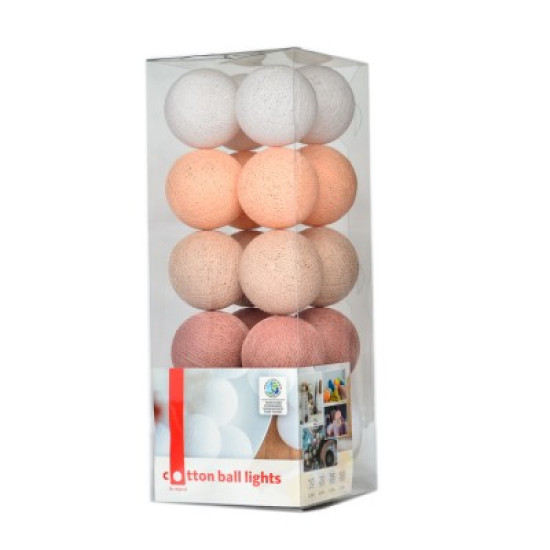 Гирлянда - ночник Cottonballlight 20 шариков в коробке Pale Rose, розовый дым