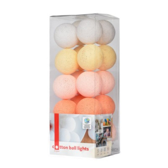 Гирлянда - ночник Cottonballlight 20 шариков в коробке Peach Pastel, розовый