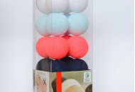 Гирлянда - ночник Cottonballlight 20 шариков в коробке Raspberry Jeans, синий / розовый