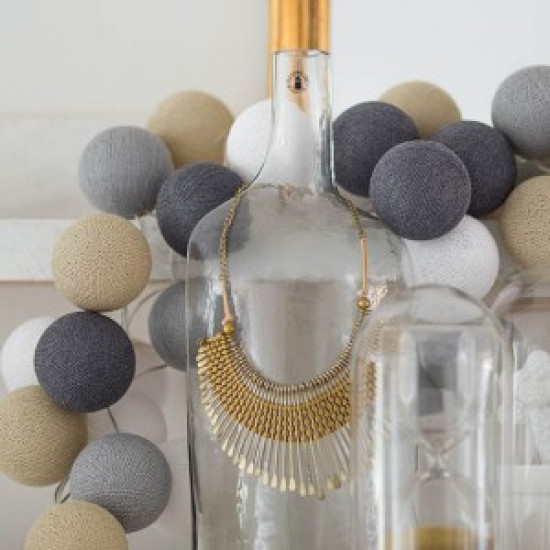 Гирлянда - ночник Cottonballlight 35 шариков в коробке Sand Grey, серый