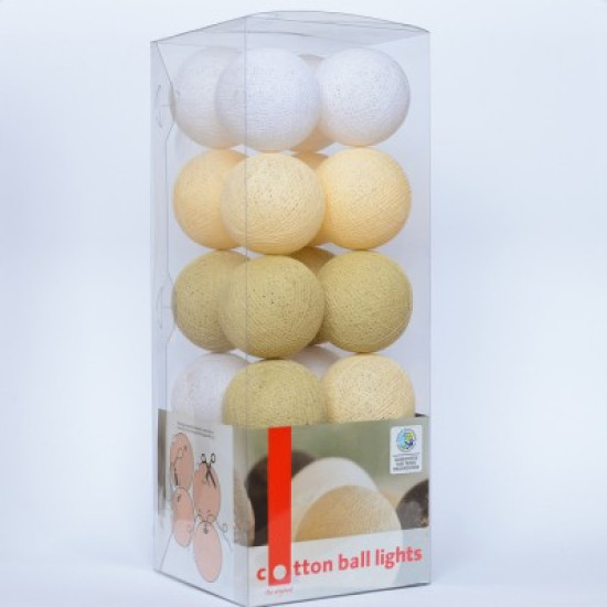 Гирлянда - ночник Cottonballlight 35 шариков в коробке Shell Beauty, бежевый