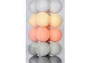Girlyanda - Cottonballlight nightlight 20 balls in the box Stone Pearls, gray / orange