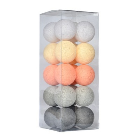 Гирлянда - ночник Cottonballlight 20 шариков в коробке Stone Pearls, серый / оранжевый