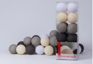 Girlyanda - Cottonballlight nightlight 20 balls in the Taupe box, gray