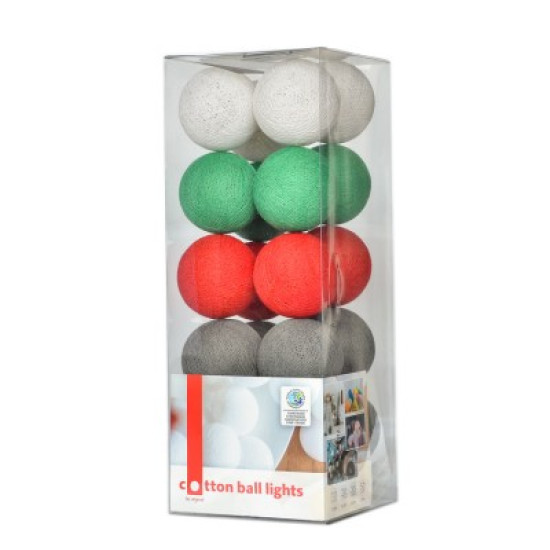 Гирлянда - ночник Cottonballlight 20 шариков в коробке Christmas Time, зеленый