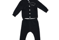 Children's suit Twins knitted insulated Ukraine (bomber jacket, pants) black 68s